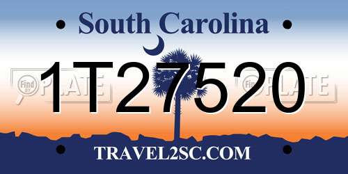 1T27520 South Carolina License Plate