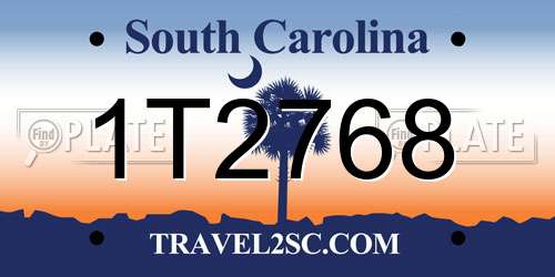 1T2768 South Carolina License Plate