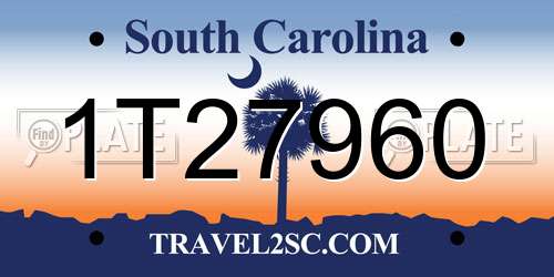 1T27960 South Carolina License Plate