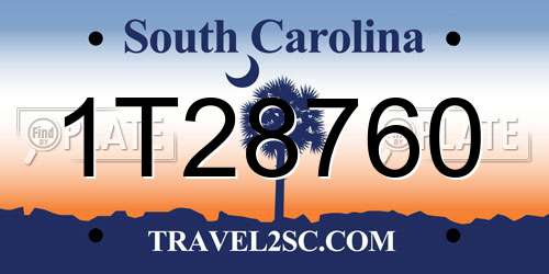 1T28760 South Carolina License Plate