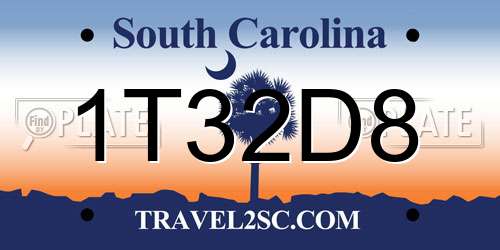 1T32D8 South Carolina License Plate