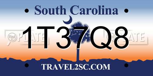 1T37Q8 South Carolina License Plate