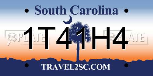 1T41H4 South Carolina License Plate