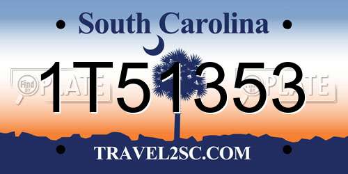 1T51353 South Carolina License Plate