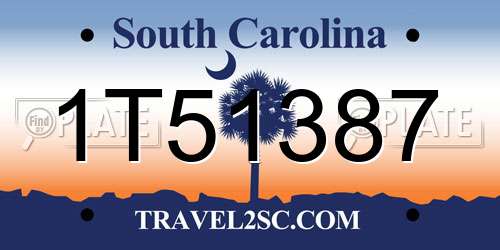 1T51387 South Carolina License Plate