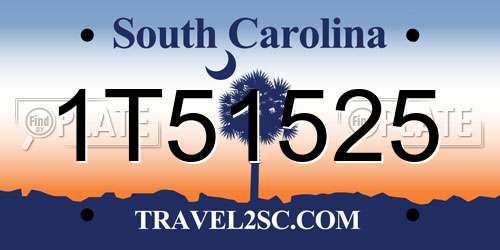 1T51525 South Carolina License Plate