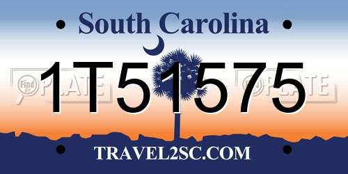 1T51575 South Carolina License Plate