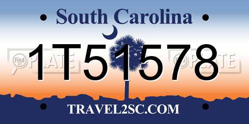 1T51578 South Carolina License Plate