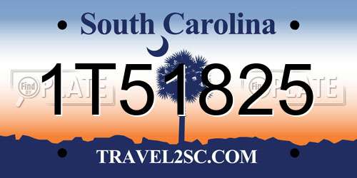 1T51825 South Carolina License Plate