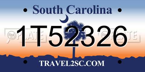1T52326 South Carolina License Plate