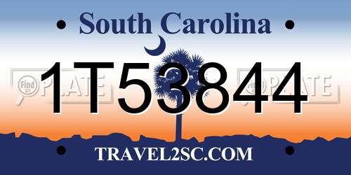 1T53844 South Carolina License Plate