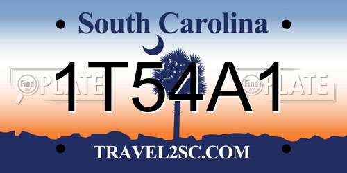 1T54A1 South Carolina License Plate