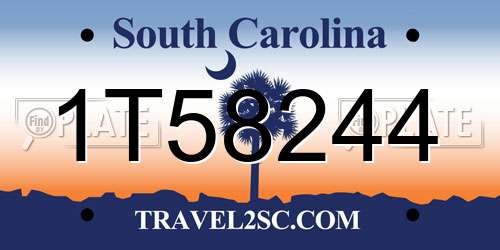 1T58244 South Carolina License Plate