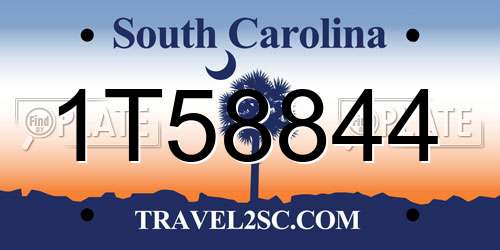 1T58844 South Carolina License Plate