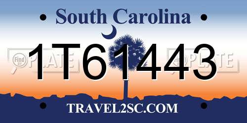 1T61443 South Carolina License Plate