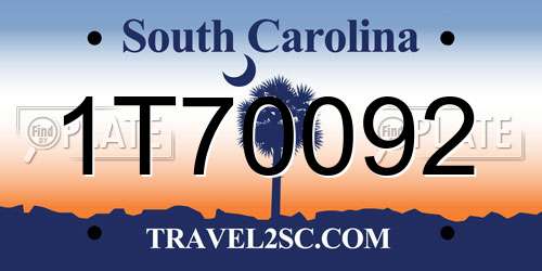 1T70092 South Carolina License Plate