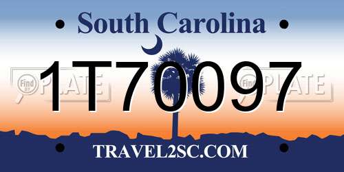 1T70097 South Carolina License Plate
