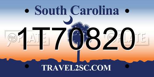 1T70820 South Carolina License Plate