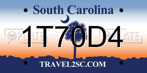 1T70D4 South Carolina License Plate