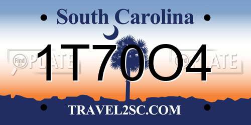 1T70O4 South Carolina License Plate