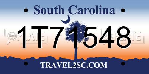 1T71548 South Carolina License Plate