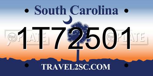 1T72501 South Carolina License Plate
