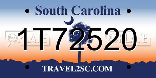 1T72520 South Carolina License Plate