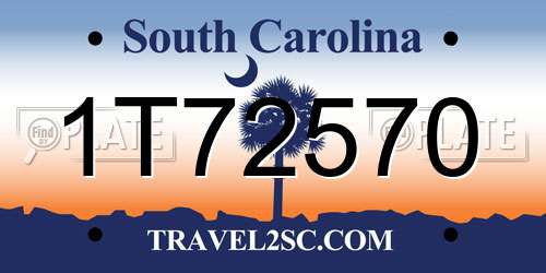 1T72570 South Carolina License Plate