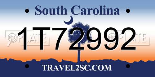 1T72992 South Carolina License Plate
