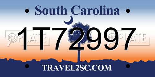 1T72997 South Carolina License Plate