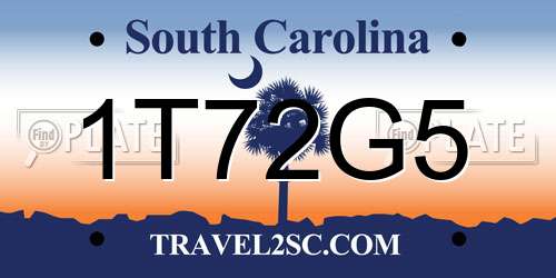 1T72G5 South Carolina License Plate