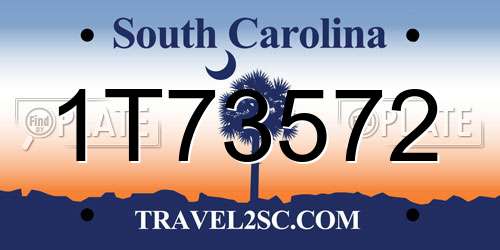 1T73572 South Carolina License Plate