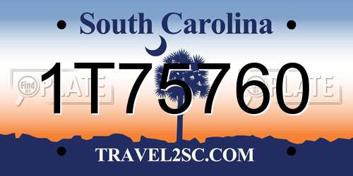1T75760 South Carolina License Plate