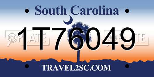 1T76049 South Carolina License Plate