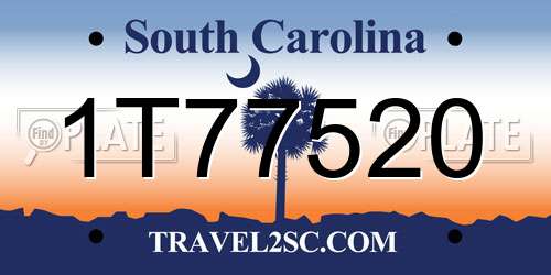 1T77520 South Carolina License Plate