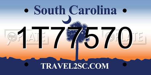 1T77570 South Carolina License Plate