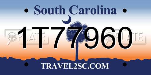 1T77960 South Carolina License Plate
