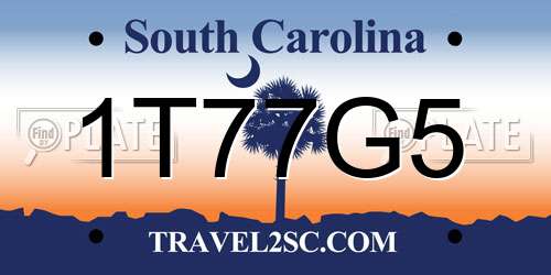 1T77G5 South Carolina License Plate