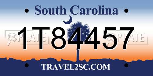 1T84457 South Carolina License Plate