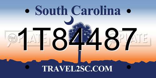 1T84487 South Carolina License Plate