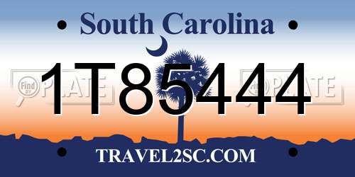 1T85444 South Carolina License Plate