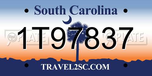 1T97837 South Carolina License Plate