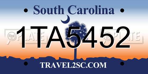 1TA5452 South Carolina License Plate