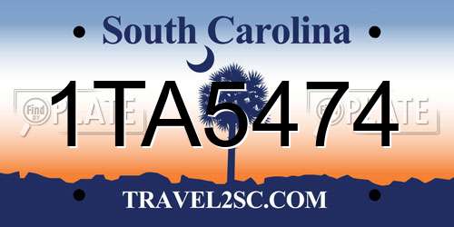1TA5474 South Carolina License Plate