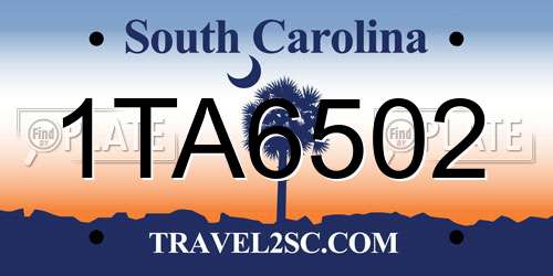 1TA6502 South Carolina License Plate
