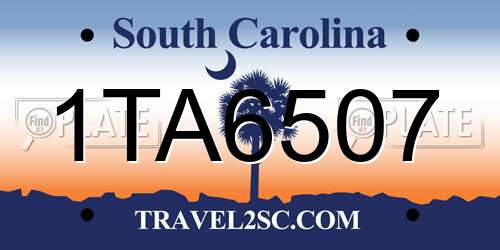 1TA6507 South Carolina License Plate