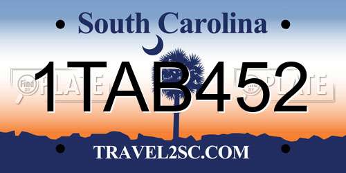 1TAB452 South Carolina License Plate