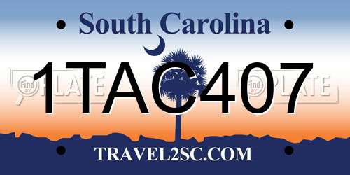 1TAC407 South Carolina License Plate