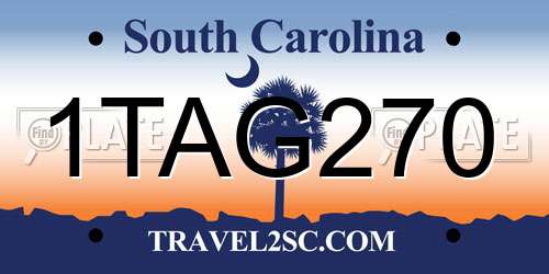 1TAG270 South Carolina License Plate