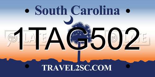 1TAG502 South Carolina License Plate